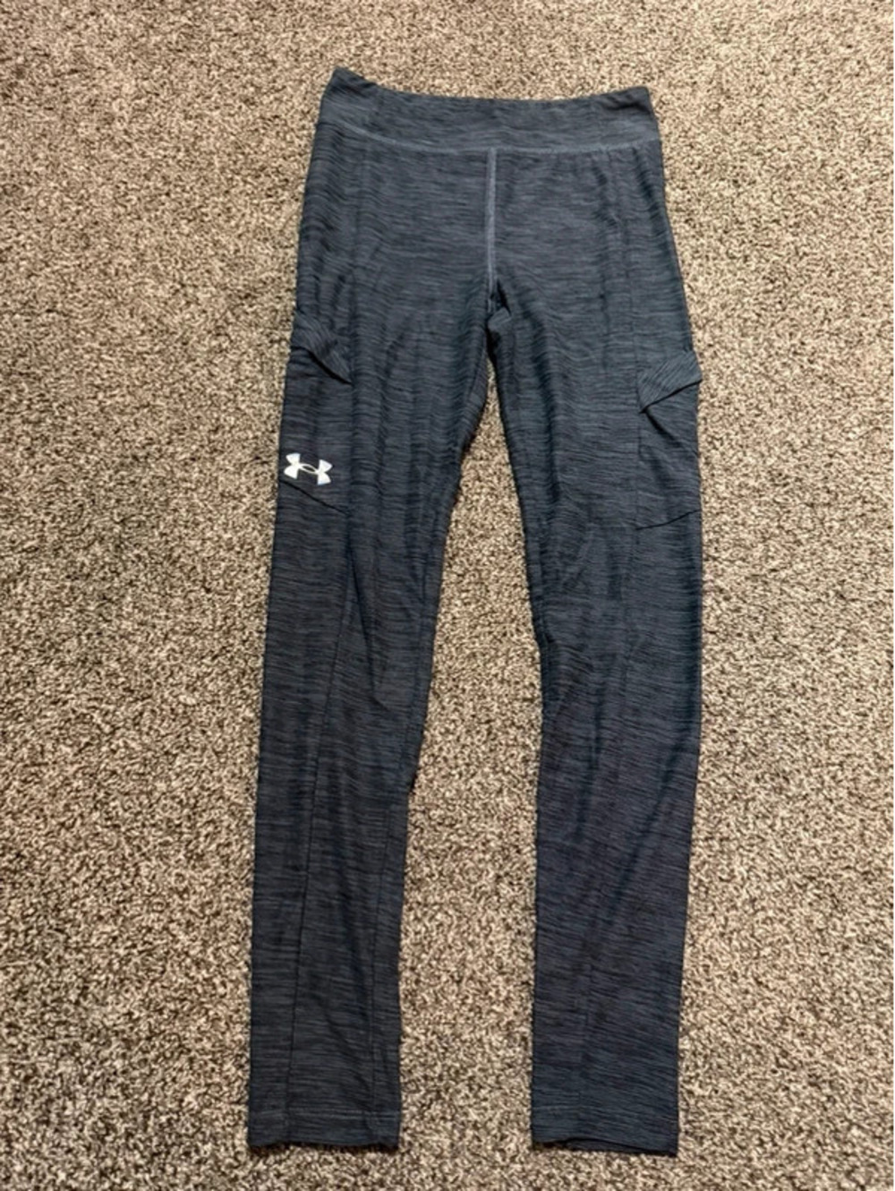 Under Armour Youth Large YLG Gray Fitted Leggings Athletic Tights ColdGear